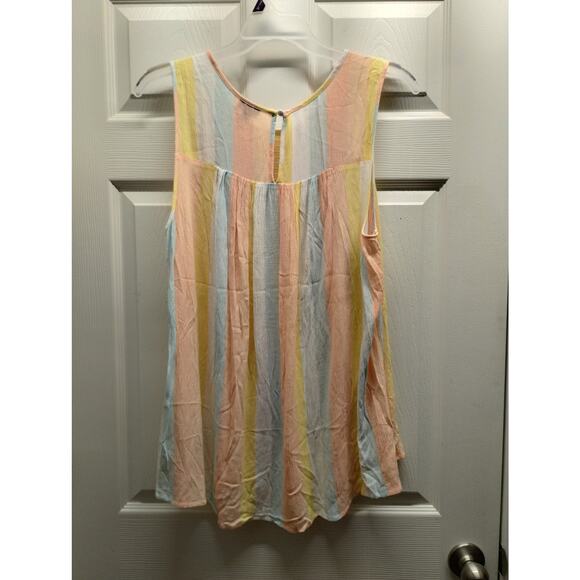 Torrid Women's Size 2X Multicolor Pastel Rainbow Striped Gauze Smocked Tank Top - Picture 3 of 7